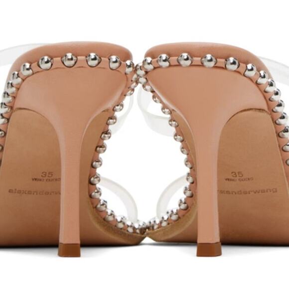 ALEXANDER WANG NOVA 85MM STRAPPY PVC MID HEEL SLIDE SANDALS SIZE‎ 41 - Picture 9 of 9